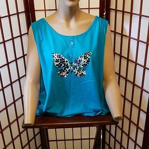 3x blue butterfly White Stag sleep tank